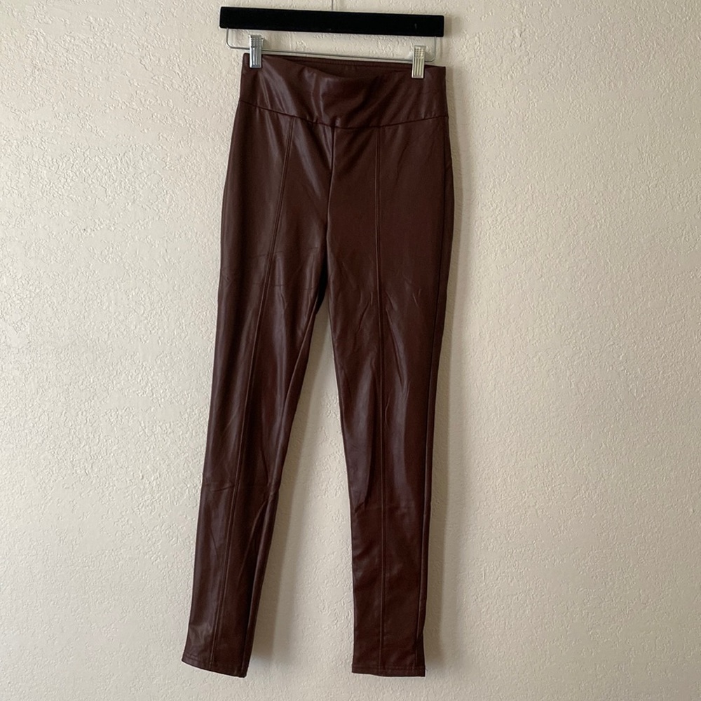 Faux leather brown pants